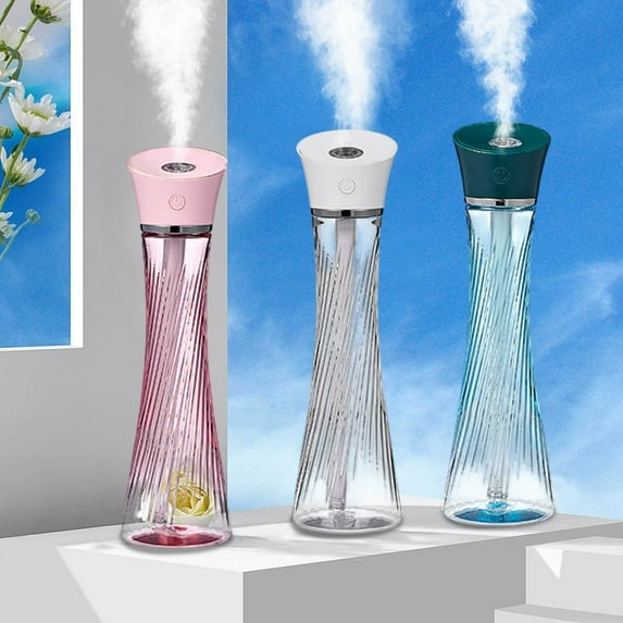 Tower-Type USB Humidifier - Slim Portable Desktop Hydration Device, Mini Mist Moisturizer for Home/Office/Dorm, Quiet Ultrasonic Humidifier with Adjustable Mist Output, Space-Saving, 9*3in, Pink