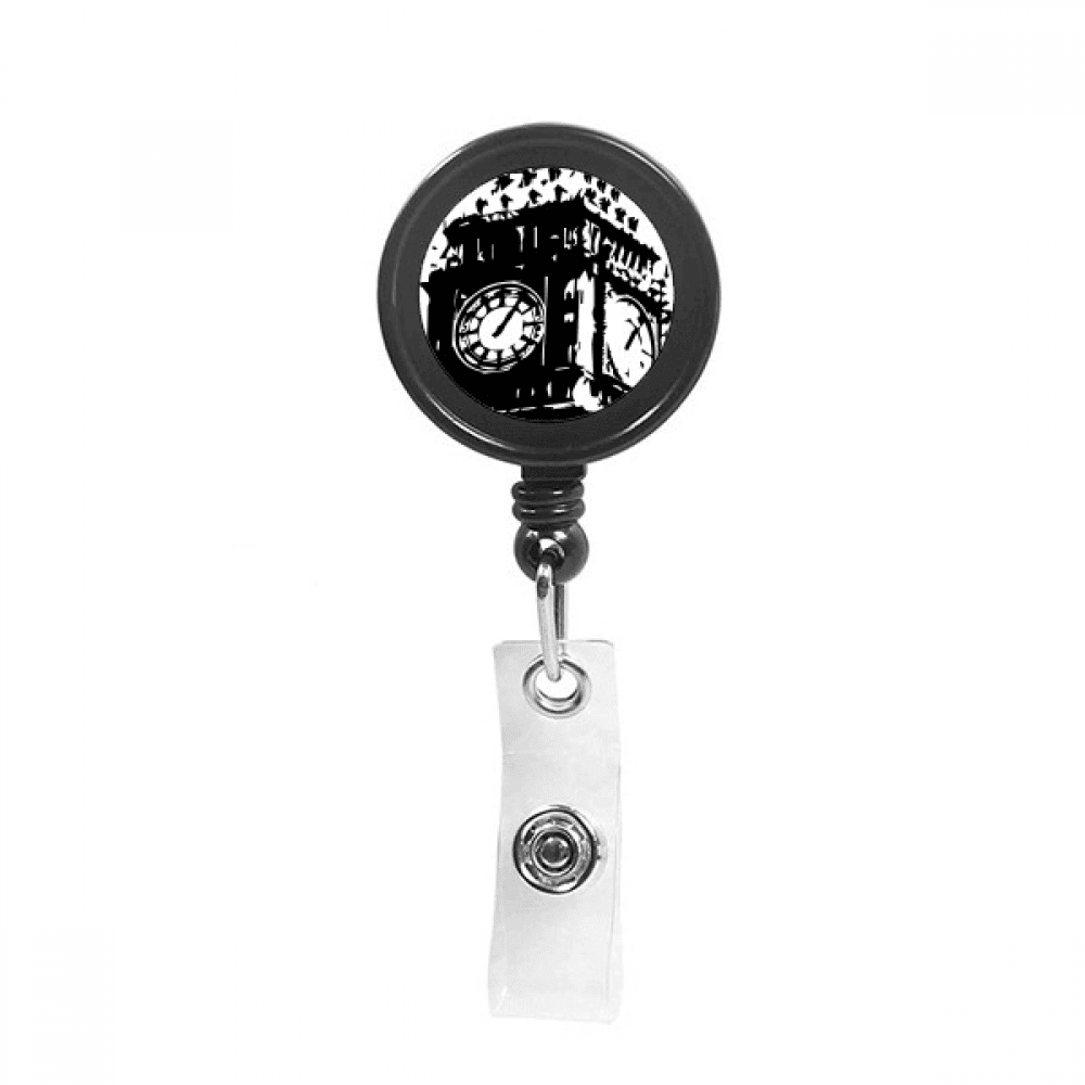 Tower UK Britain Art Deco  Fashion Retractable Keychain Badge Holder ID Badge