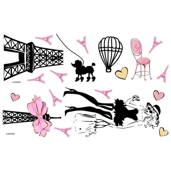 Tower Wall Sticker Pink Wall Decals Peel and Stick Wall Art Decals PVC Wall Stickers Murals Removable Window Clings