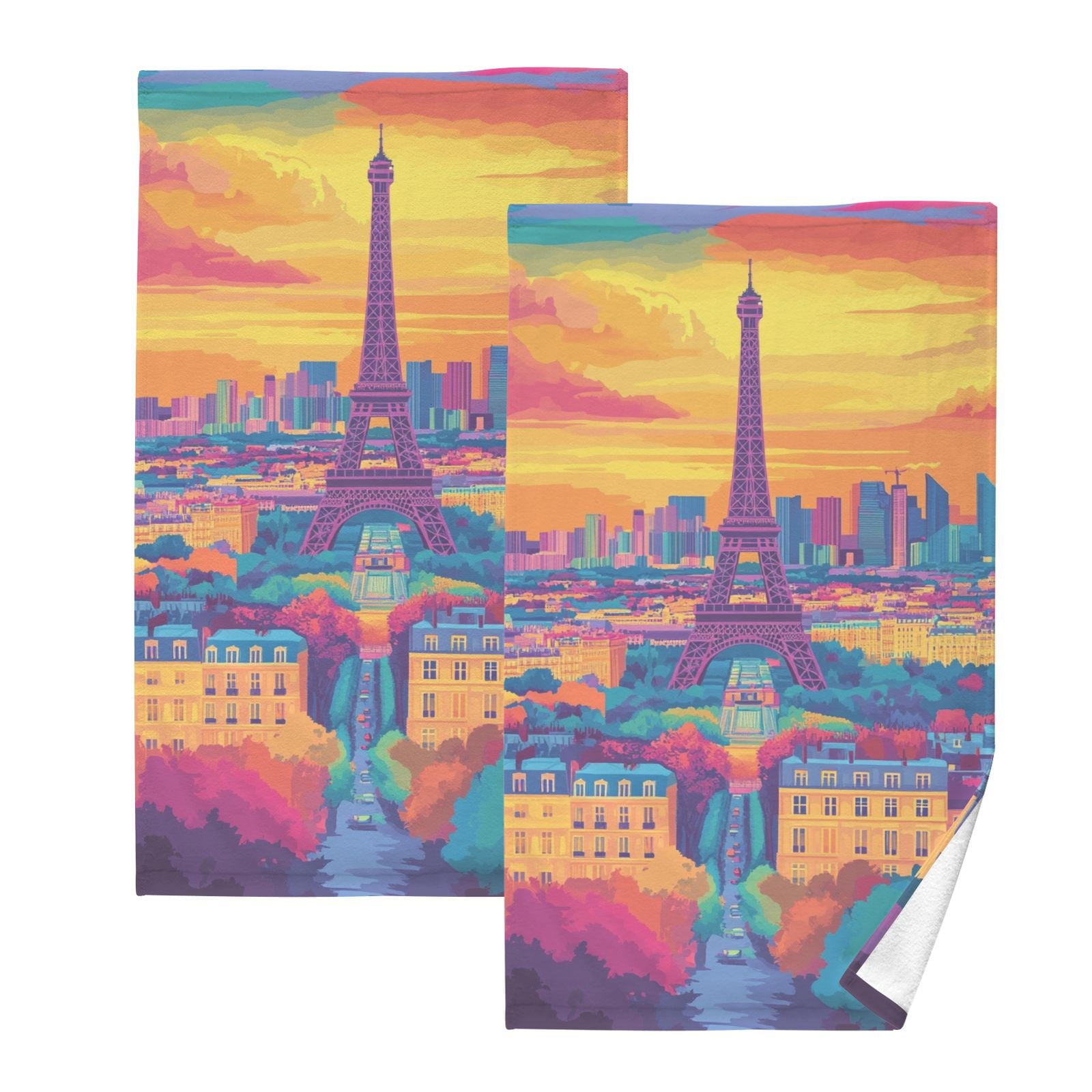 Tower and Houses Hand Towels Cotton Bath Towels Large Face Towels Absorbent for Bathroom 2 Packs