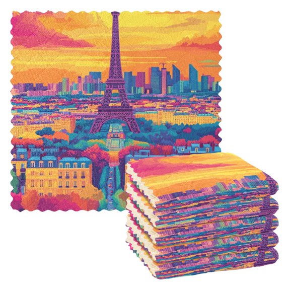 Tower and Houses Kitchen Towels 6 Pcs Dish Towels Absorbent Soft Quick Dry Towel Dish Rags for Washing Dishes