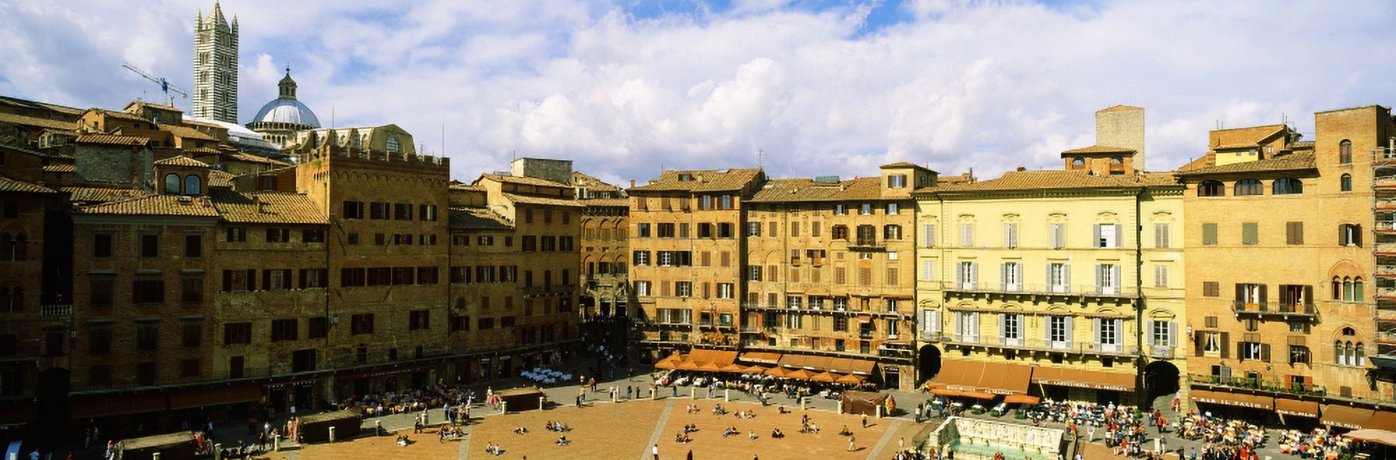 Tower attached to a town hall Torre Del Mangia Palazzo Pubblico Piazza Del Campo Siena Siena Province Tuscany Italy Canvas Art - Panoramic Images (27 x 9)