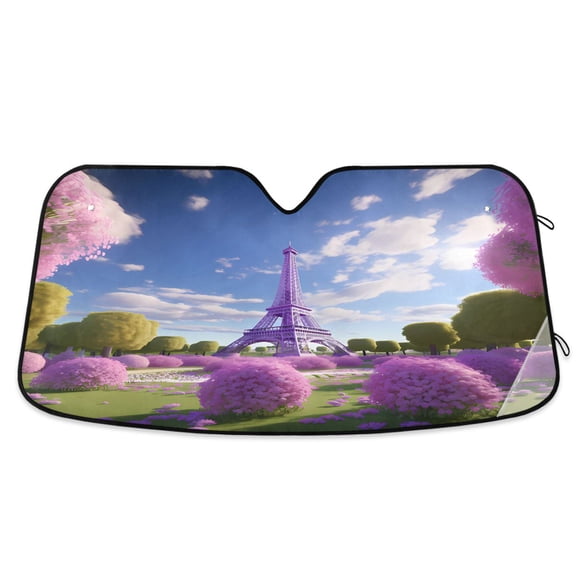 Tower in Park Car Windshield Sun Shade Foldable Car Front Window Visor Heat and UV Protection 53x23.5