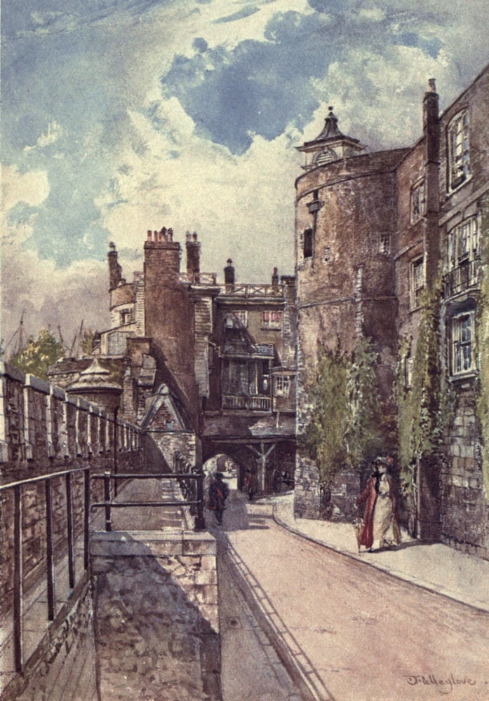 Tower of London 1908 Byward & Bell towers Canvas Art - John Fulleylove (18 x 24)