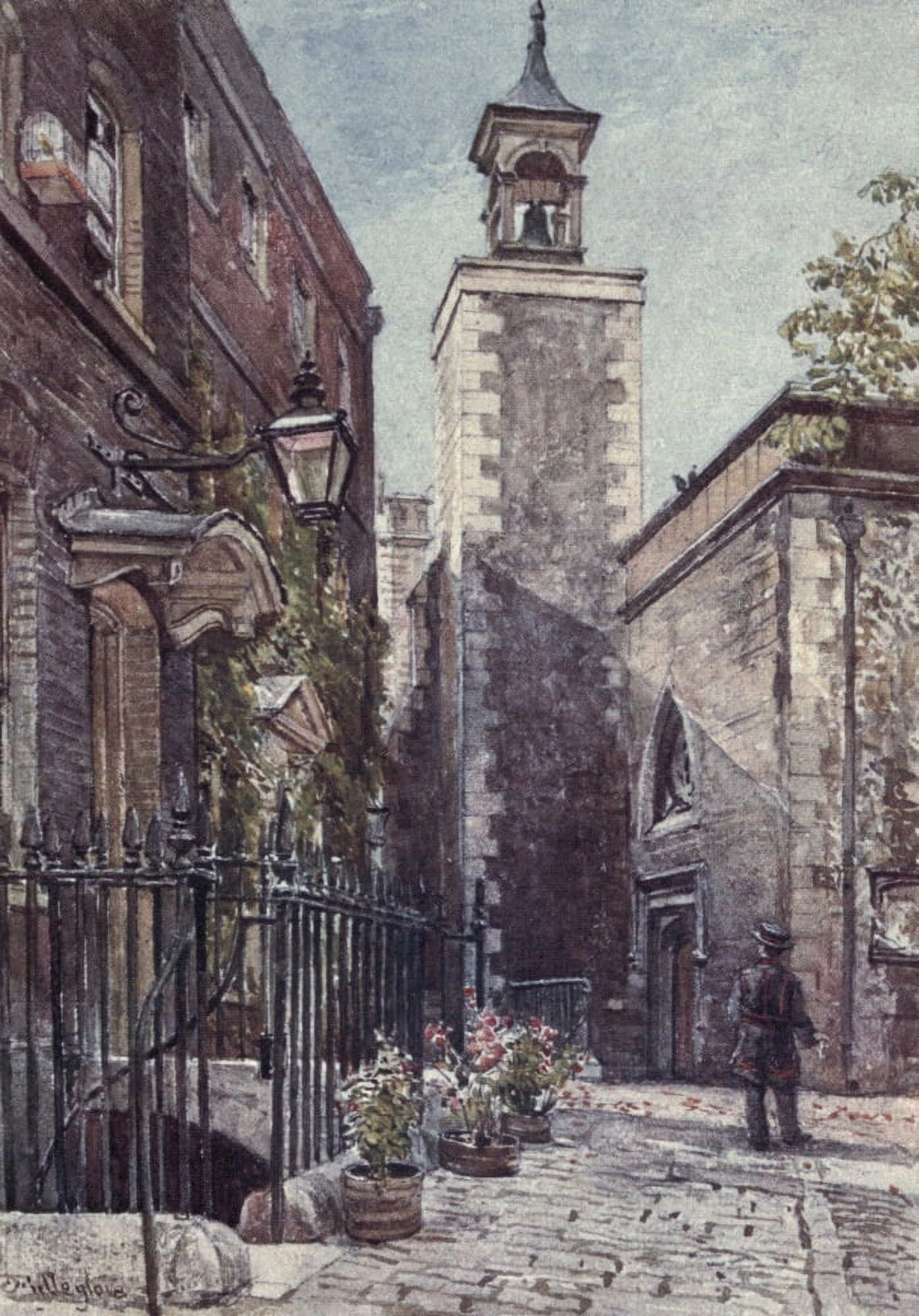 Tower of London 1908 Chaplains house & church Canvas Art - John Fulleylove (18 x 24)
