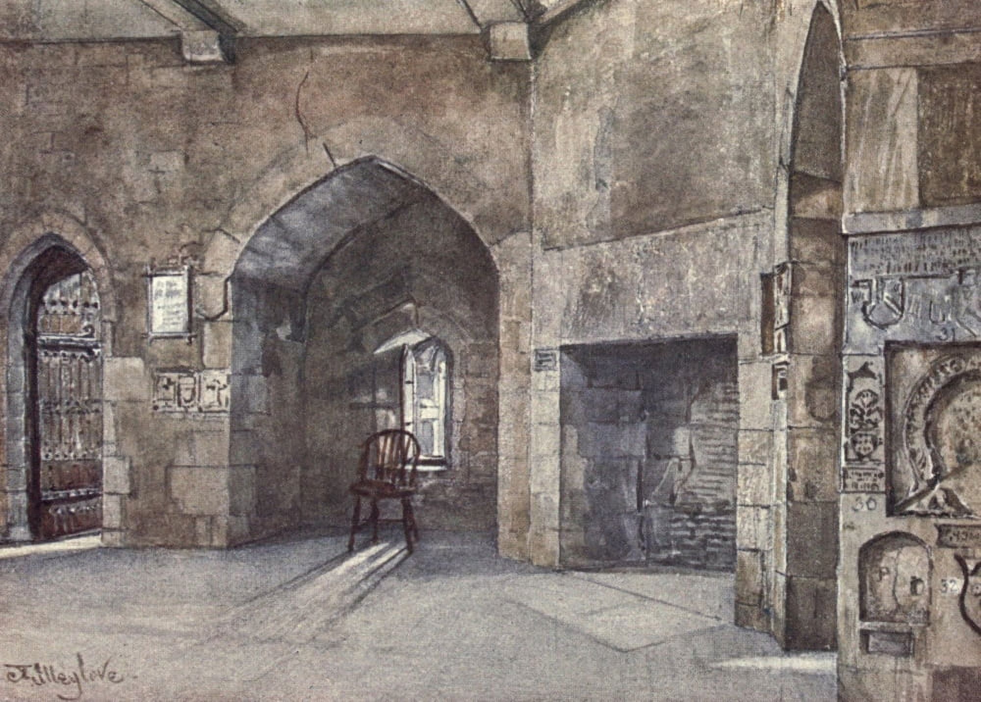 Tower of London 1908 Principal room for prisoners Canvas Art - John Fulleylove (18 x 24)