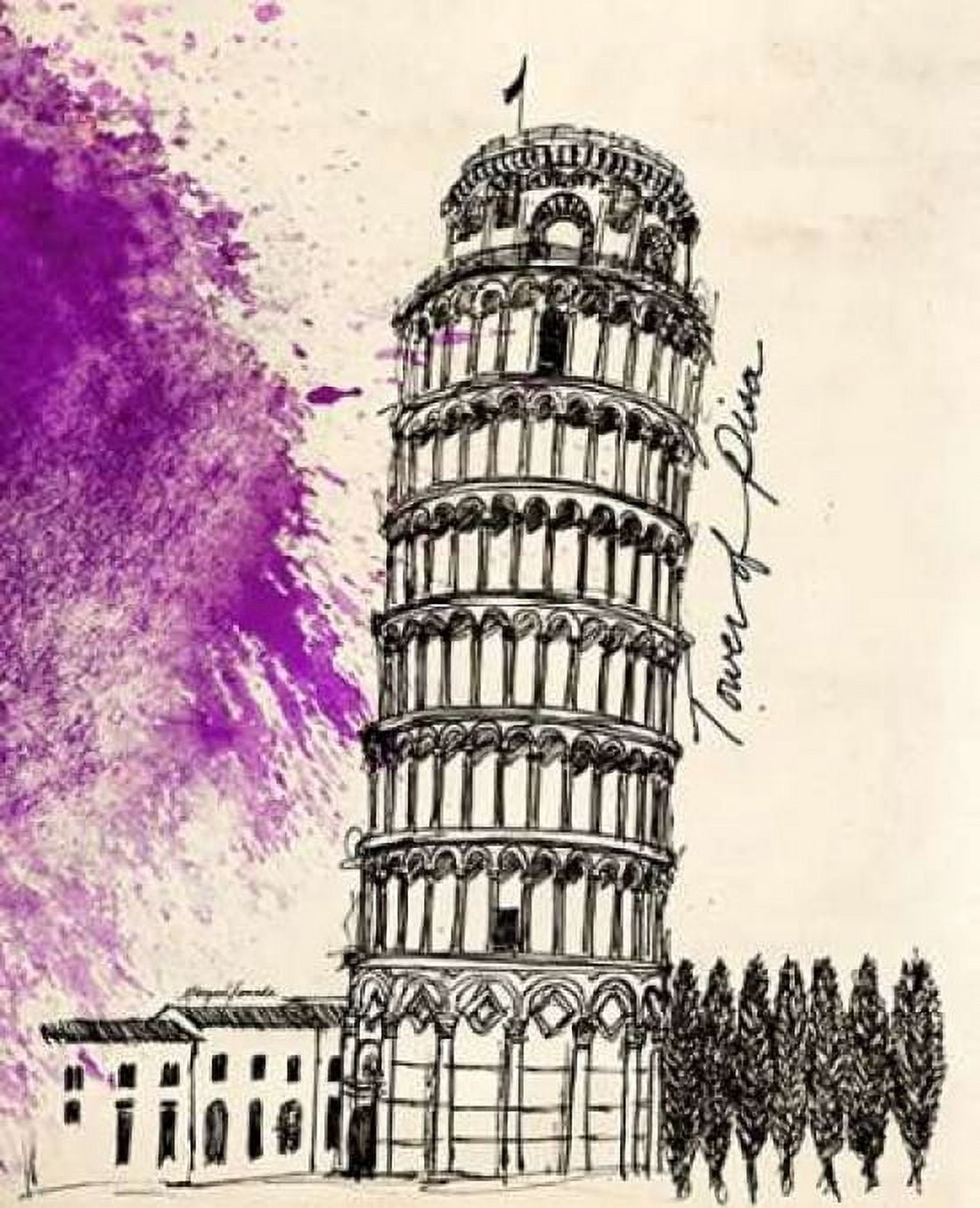Tower of Pisa in Pen Canvas Art - Morgan Yamada (24 x 30)