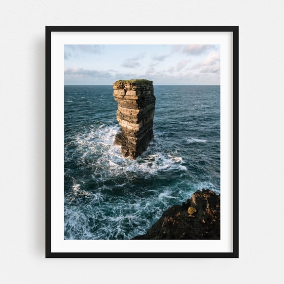 Tower of Resilience - Ireland Photography Ocean Seascape Coast Waves Nature Scenic Travel Poster Black Framed Wall Art Print 6 x 8 inches