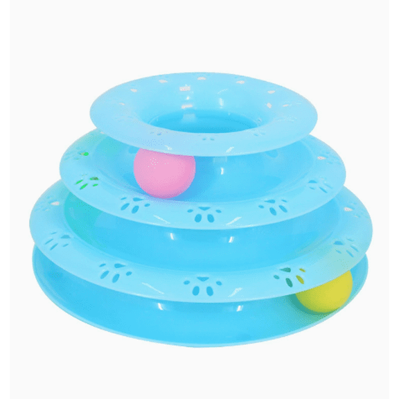 Tower of Tracks Cat Toy 3-Level Track Tower with 6 Balls, Interactive Cat Toy for Indoor Enrichment
