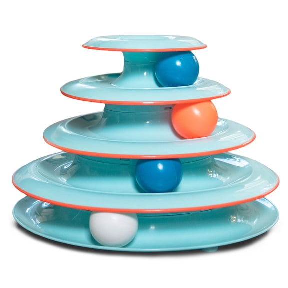 Tower of Tracks Cat Toy  3-Level Track Tower with 6 Balls, Interactive Cat Toy for Indoor Enrichment
