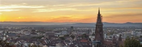 Tower of a cathedral Freiburg Munster Baden-Wurttemberg Germany Canvas Art - Panoramic Images (36 x 12)