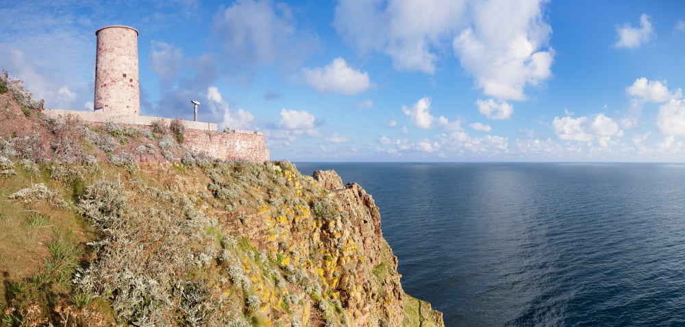 Tower of a lighthouse on the coast Cap Frehel Brittany France Canvas Art - Panoramic Images (36 x 12)
