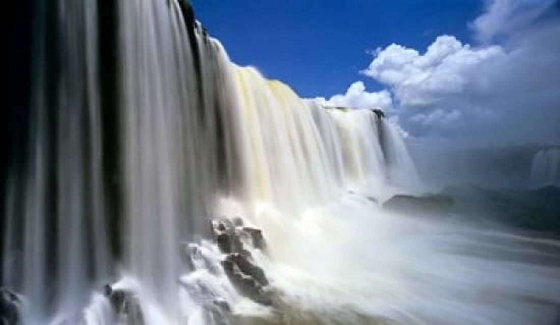 Towering Igwacu Falls Drops into Igwacu River Brazil Canvas Art - Jerry Ginsberg DanitaDelimont (24 x 14)