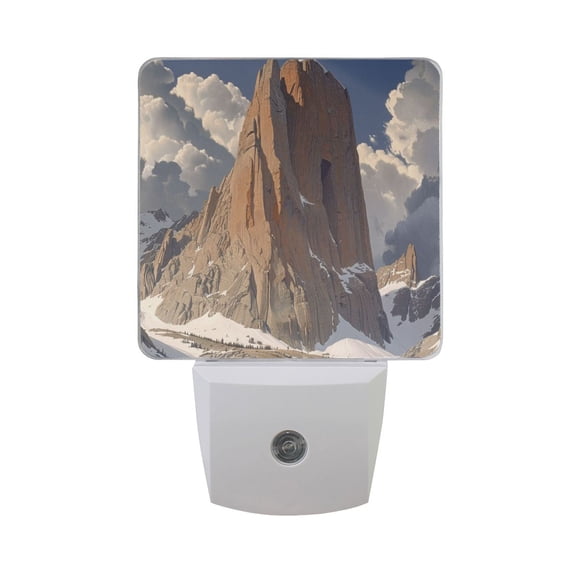 Towering Mountain and Snow Night Light 2 Pack LED Nightlight Plug into Wall Dusk to Dawn Sensor Soft White