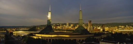 Towers Illuminated At Dusk Convention Center Portland Oregon USA Canvas Art - Panoramic Images (36 x 12)