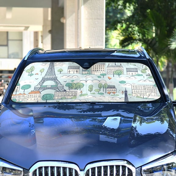 Towers Trees Houses Automotive Front Car Windshield Sun Shade Reflector Foldable for Front Fit for Cars Truck SUVs