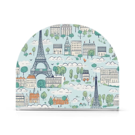 Towers Trees Houses Napkin Holder for Table Clear Napkin Stand Paper Holder Acrylic Organizer Dispenser Napkins for Dinner Kitchen Restaurant Room