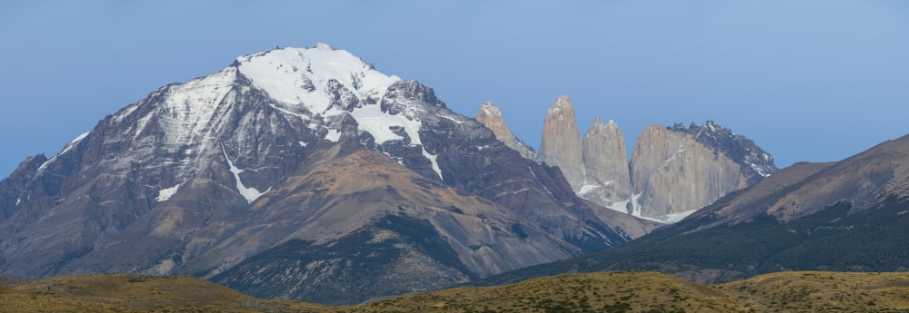Towers of Paine (R) and Monte Almirante Nieto (L) at pre-sunrise Torres Del Paine National Park Chile Canvas Art - Panoramic Images (36 x 12)