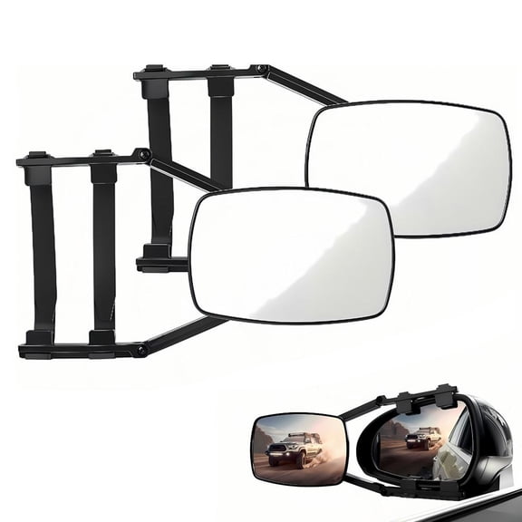 Towing Mirror with 360 Degrees Rotation, Clip-on Side Mirror Extensions for Towing, Anti-Slip Dual ViewMirror Extensions, Car Accessories Universal, for Most Cars,SUVs,Trailers,Jeeps,RVs