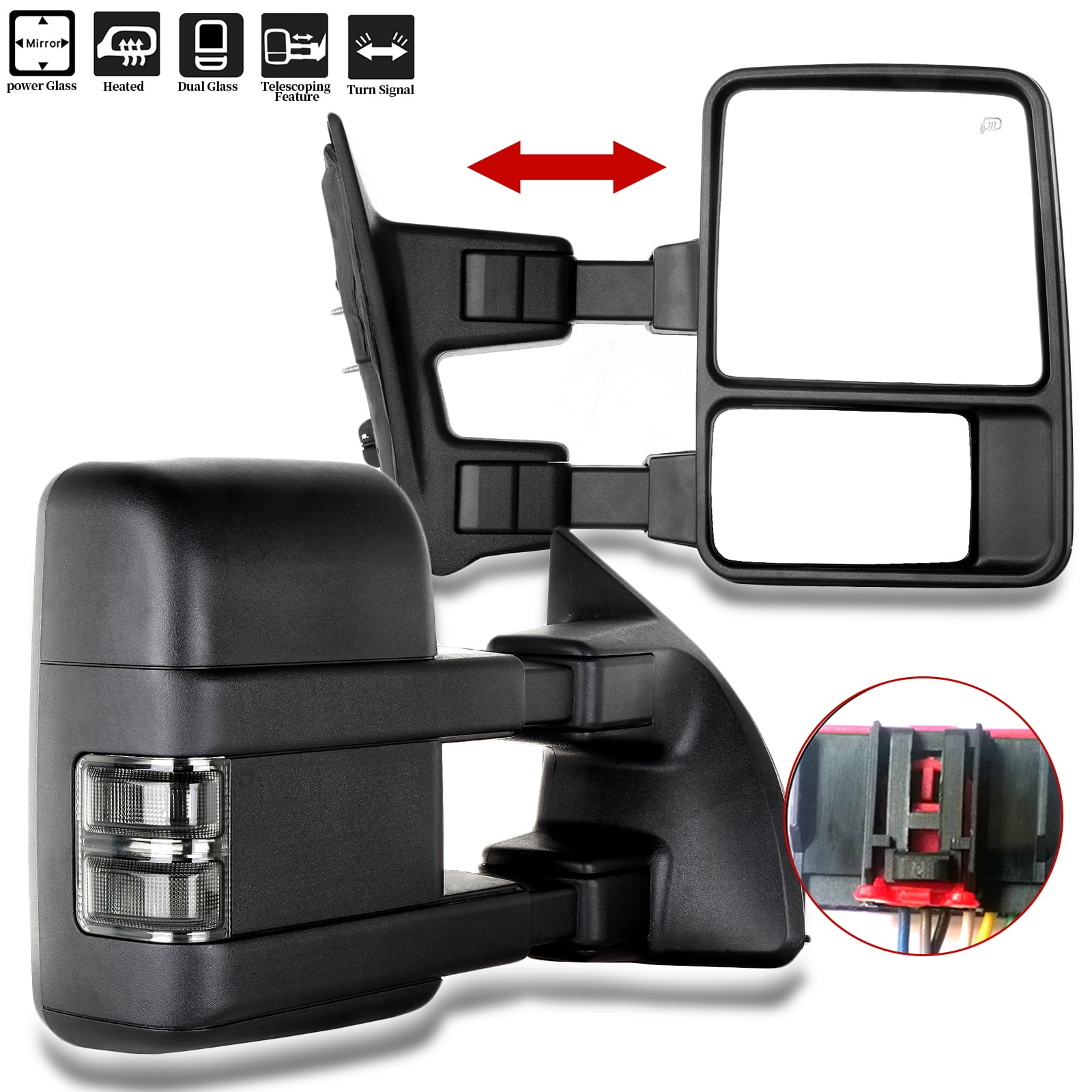 Towing Mirror for Ford for F250 for F350 for F450 for F550 Super Duty Power Heated Driver and