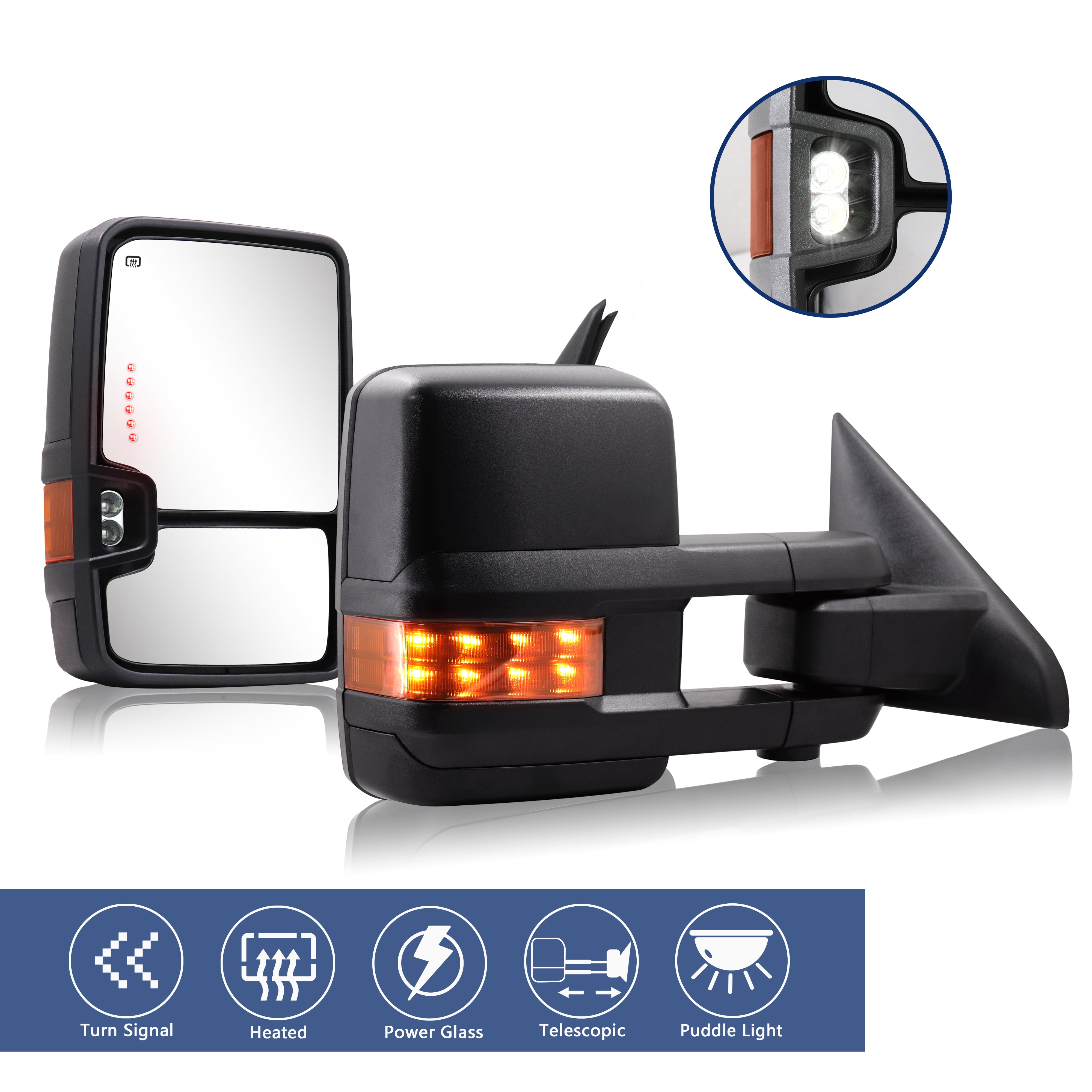 Driver Side Power Heated Tow Mirror W/ Puddle Light – For Dodge Ram 1500 2500 3500 2013-2018 – MOTORSPORTPLUS