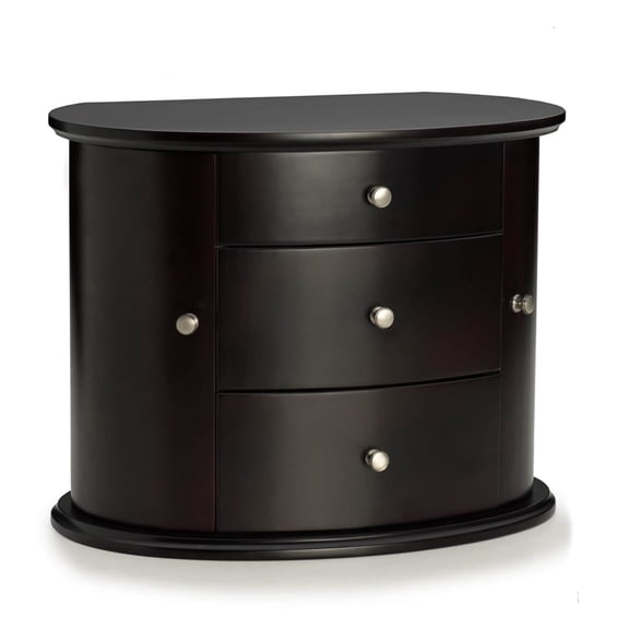 Towle Dark Mahogany Jewelry Chest With Mirror 2 Drawers And Doors