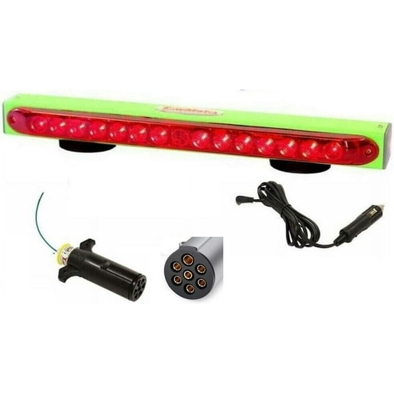 Towmate TM22G-7 Green Limelight 22" Wireless Tow Light with 7 Pin Round (Big Truck) Transmitter and Charge Cord. LED Stop, Tail, Turn