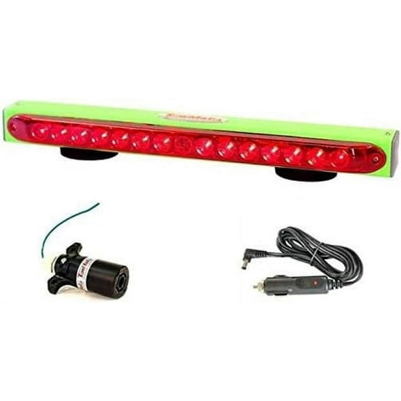 Towmate TM22G-7RV Green Limelight 22" Wireless Tow Light with 7 Way RV (Flat/Blade) Transmitter and Charge Cord. LED Stop, Tail, Turn