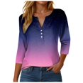 thumbnail image 1 of Towmus 3/4 Length Sleeve V Neck Womens Blouses Graphic Crew Neck T-Shirts Womens Shirts Under $6, 1 of 5