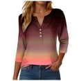 thumbnail image 1 of Towmus 3/4 Length Sleeve V Neck Womens Blouses Graphic Crew Neck T-Shirts Womens Shirts Under $6, 1 of 5