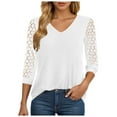 thumbnail image 1 of Towmus 3/4 Length Sleeve Womens Tops V-Neck Lace Tunic Tops Dressy Casual Blouses for Women 2025, 1 of 6