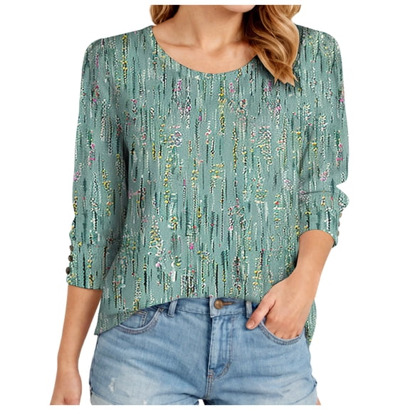 Towmus 3/4 Length Sleeve Womens Tops Womens Blouses Work Shirts Dressy with Button Down Blouses Fashion Clothing