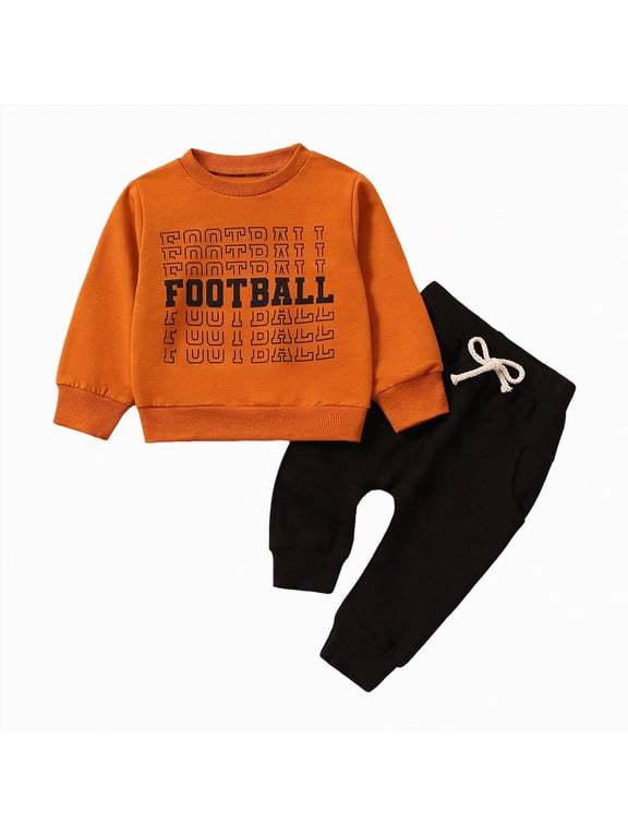 Baby Boy Clothes Fall 6 12 18 24 Months Football Long Sleeve Pullover Tops & Pant Sets Toddler Winter Outfits