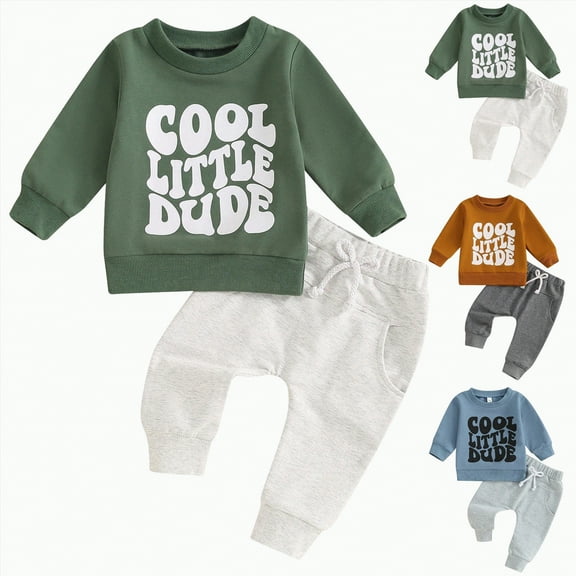 Towmus Baby Boy Clothes Fall 6 12 18 24 Months Football Long Sleeve Pullover Tops & Pant Sets Toddler Winter Outfits