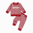 thumbnail image 1 of Towmus Baby Boys Clothes Set Childrens Christmas Set Embroidery Pullover Tops Cute Letters Prints Long Sleeve Pants Two Piece Set Red, 6 12 18 Months, 1 of 5
