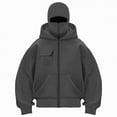 thumbnail image 1 of Towmus Balaclava Hoodie Jacket for Women Men, Y2K Zip Up Fashion Outerwear Double Layer Hooded Pullover, Winter Hip Hop Streetwear, 1 of 5