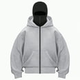 thumbnail image 1 of Towmus Balaclava Hoodie Zippe, Double Hooded Zip Jacket, Built-In Eye Mask, Full Zip Hooded Sweatshirt, Unisex, 1 of 5