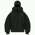 thumbnail image 1 of Towmus Balaclava Hoodie Zippe for Women Men, Double Hooded Full Zip Jacket With Front pocket, Built-In Eye Mask, Full Zip Hooded Sweatshirt, Black, M, 1 of 5