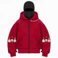 thumbnail image 1 of Towmus Balaclava Hoodie Zipper Double Hooded Jacket Ugly Gnome Print Long Sleeve Christmas Graphic Hoodies Sweatshirt Holiday Tops, Unisex, 1 of 4