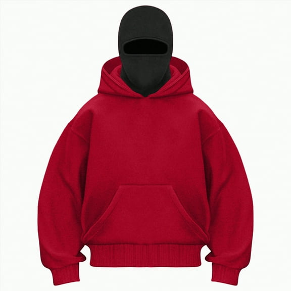 Towmus Balaclava Hoodie with Built-In Eye Mask, Double Hooded Zip Jacket Wind-resistant Winter Hoodies Sweatshirts, Unisex