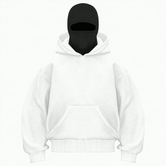 Towmus Balaclava Hoodie with Built-In Eye Mask, Double Hooded Zip Jacket Wind-resistant Winter Hoodies Sweatshirts, Unisex