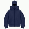 thumbnail image 1 of Towmus Balaclava Zip Hoodie Double Hood Y2K Winter Coats Built-In Eye Mask Jacket Hooded Sweatshirt, Unisex, 1 of 5