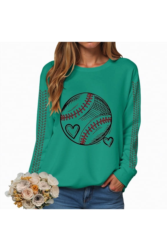 Baseball Sweatshirt for Womens Casual Baseball Shirts Softball Crewneck Graphic Long Sleeve 2025 Fall Pullover Top