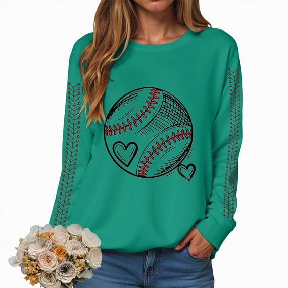 Towmus Baseball Sweatshirt for Womens Casual Baseball Shirts Softball Crewneck Graphic Long Sleeve 2025 Fall Pullover Top