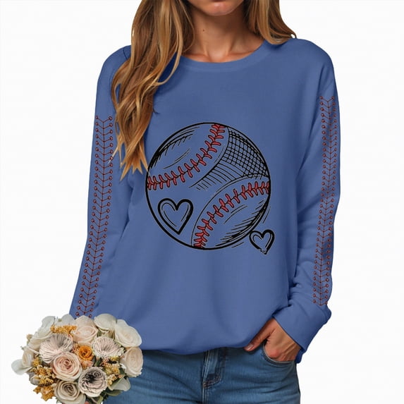 Towmus Baseball Sweatshirt for Womens Casual Baseball Shirts Softball Crewneck Graphic Long Sleeve 2025 Fall Pullover Top