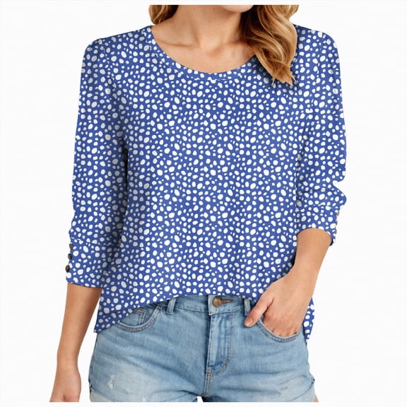 Towmus Blouses for Women Dressy Casual 3/4 Length Sleeve Womens Tops with Button