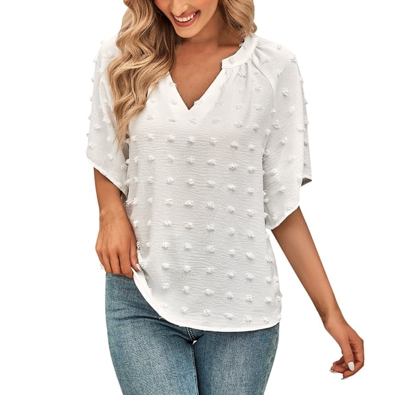 Towmus Blouses for Women Dressy Casual V Neck Ruffle Sleeve Summer Tops Casual Flowy Shirts Women's Clothing