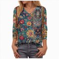 thumbnail image 1 of Towmus Blouses for Women Henley 3/4 Sleeve Shirts Dressy Casual Fall Tops Work Blouses, 1 of 5