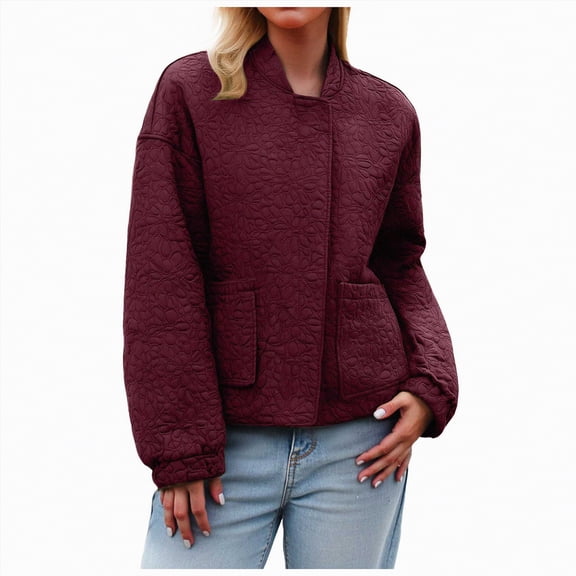 Towmus Bomber Jackets for Women Spring Fashion 2025 Cute Jacquard Coats Lightweight Zip Up Jackets Dressy Casual