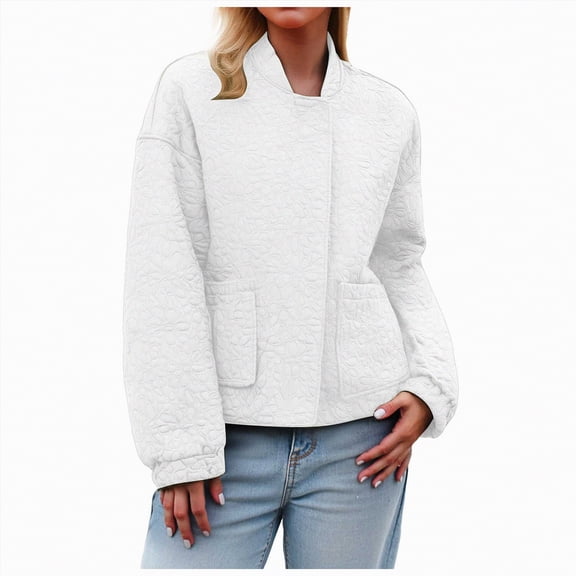 Towmus Bomber Jackets for Women Spring Fashion 2025 Cute Jacquard Coats Lightweight Zip Up Jackets Dressy Casual